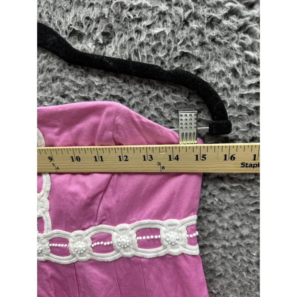 Ladies 6 Lilly Pulitzer Pink & White Sundress Short Strapless  Above Knee Cotton - Picture 7 of 11